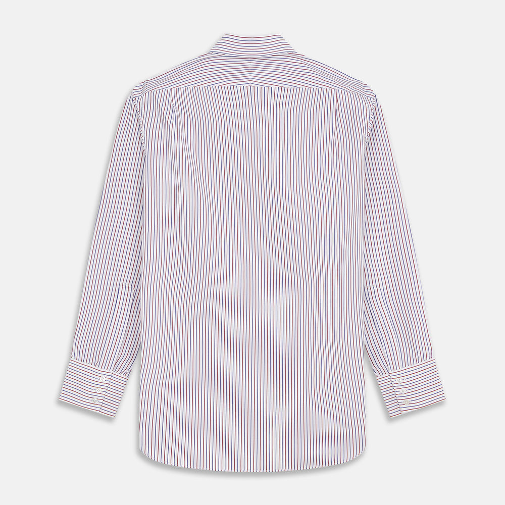 Red and Blue Stripe Cotton Regular Fit Mayfair Shirt