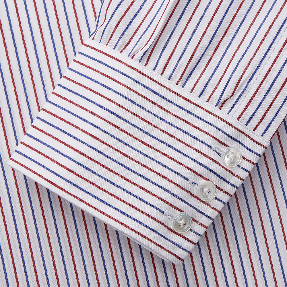 Red and Blue Stripe Cotton Regular Fit Mayfair Shirt