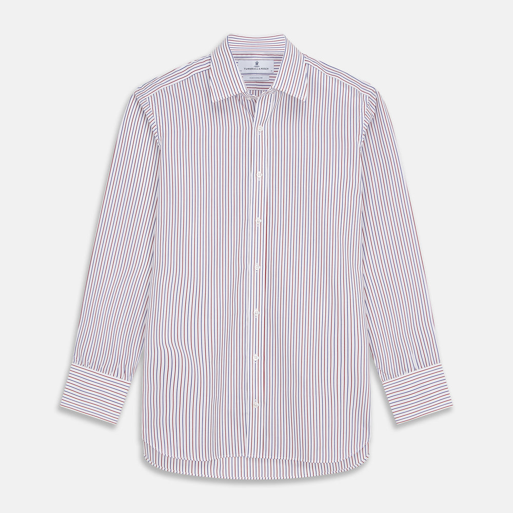 Red and Blue Stripe Cotton Regular Fit Mayfair Shirt
