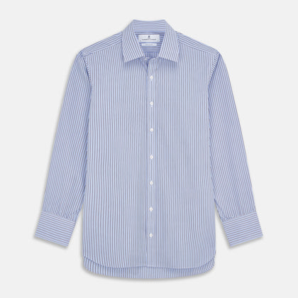 Blue and Navy Halo Stripe Cotton Regular Fit Mayfair Shirt