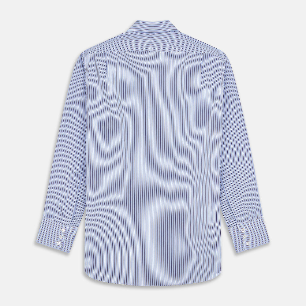 Blue and Navy Halo Stripe Cotton Regular Fit Mayfair Shirt