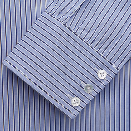 Blue and Navy Halo Stripe Cotton Regular Fit Mayfair Shirt