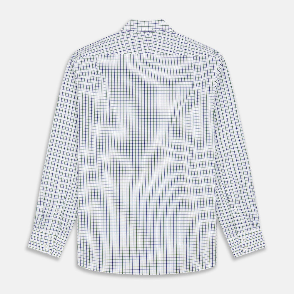 Green and Blue Check Cotton Tailored Fit Shelton Shirt