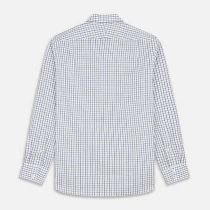Green and Blue Check Cotton Tailored Fit Shelton Shirt Image 4