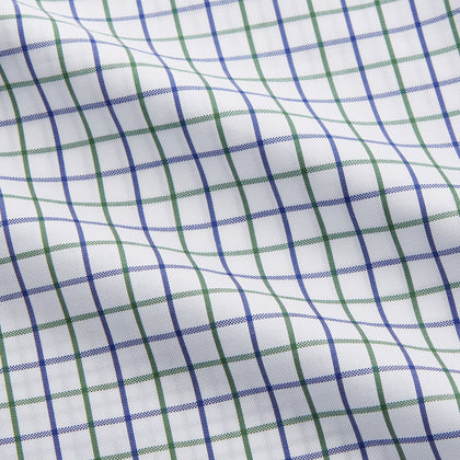 Green and Blue Check Cotton Tailored Fit Shelton Shirt Image 3