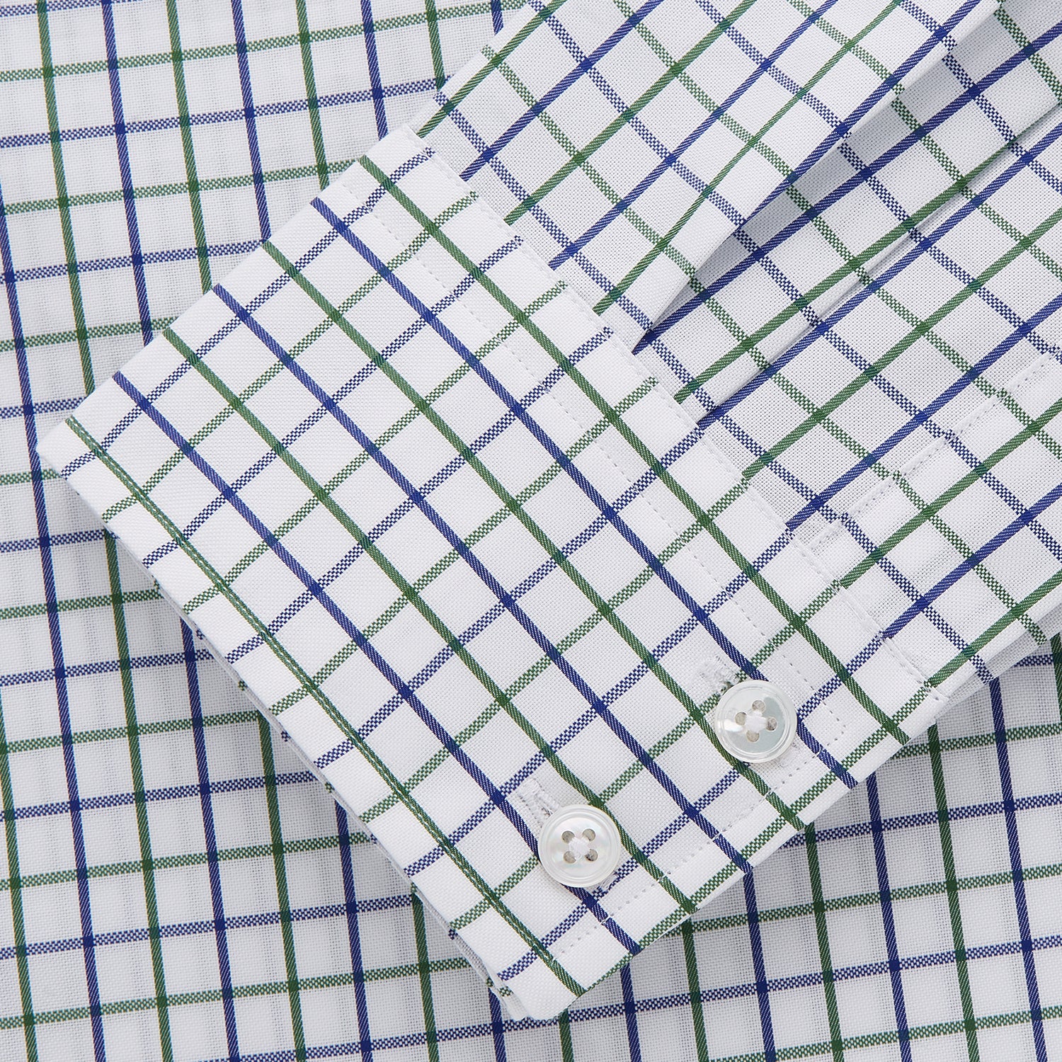 View 3 of product Green and Blue Check Cotton Tailored Fit Shelton Shirt