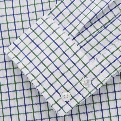 Green and Blue Check Cotton Tailored Fit Shelton Shirt Image 2