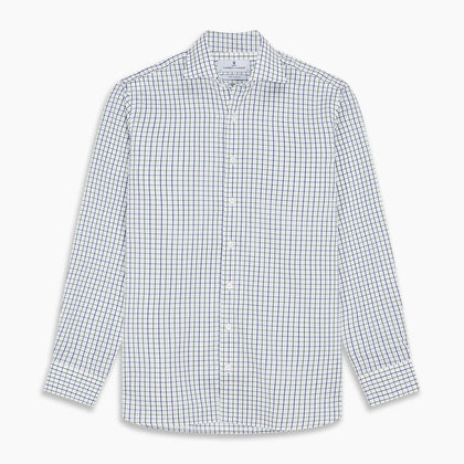 Green and Blue Check Cotton Tailored Fit Shelton Shirt Image 5