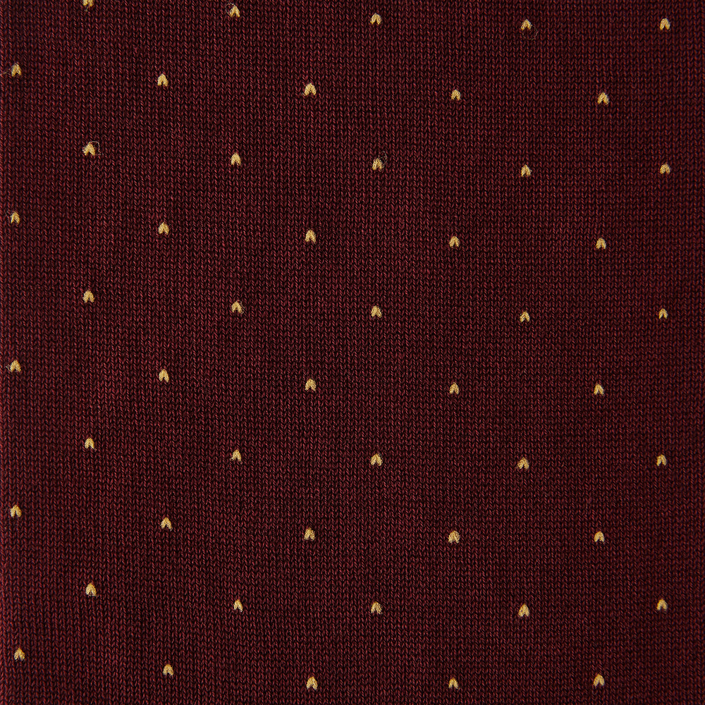Burgundy and Gold Polka Dot Cotton Mid-length Socks