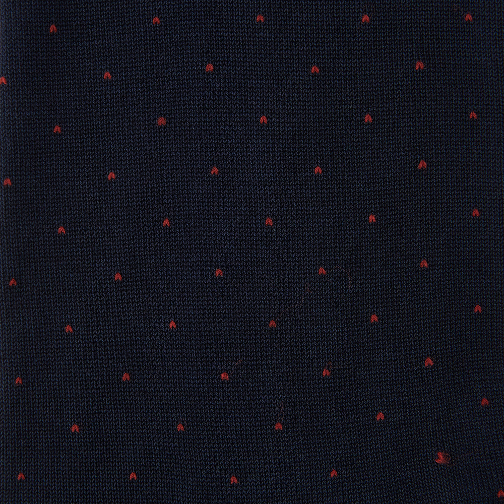 Navy and Red Polka Dot Cotton Mid-length Socks
