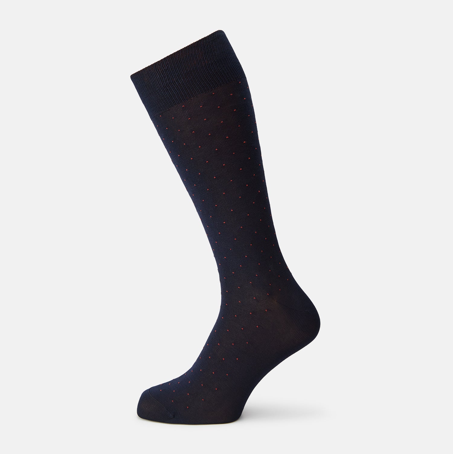 View 1 of product Navy and Red Polka Dot Cotton Mid-length Socks