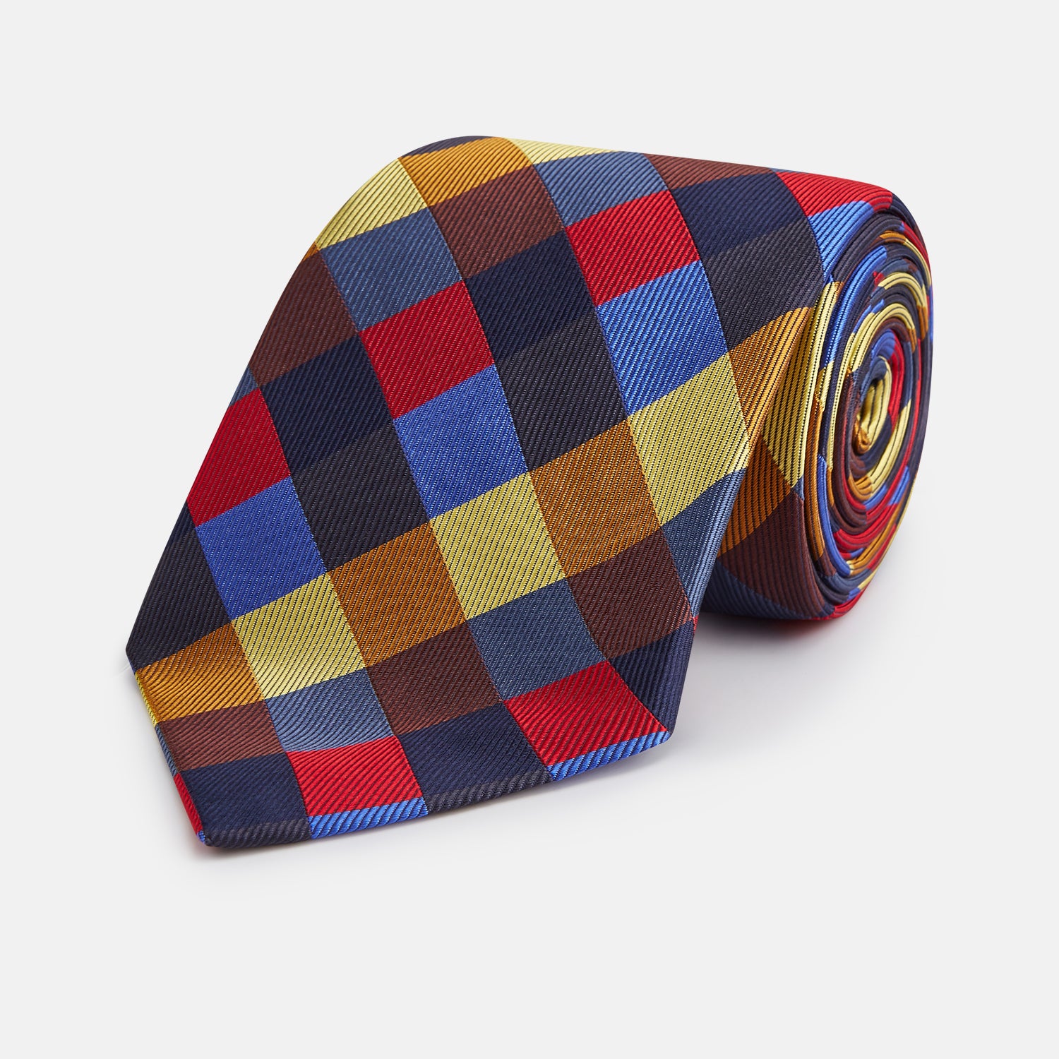 View 1 of product Blue, Red and Yellow Checker Silk Tie