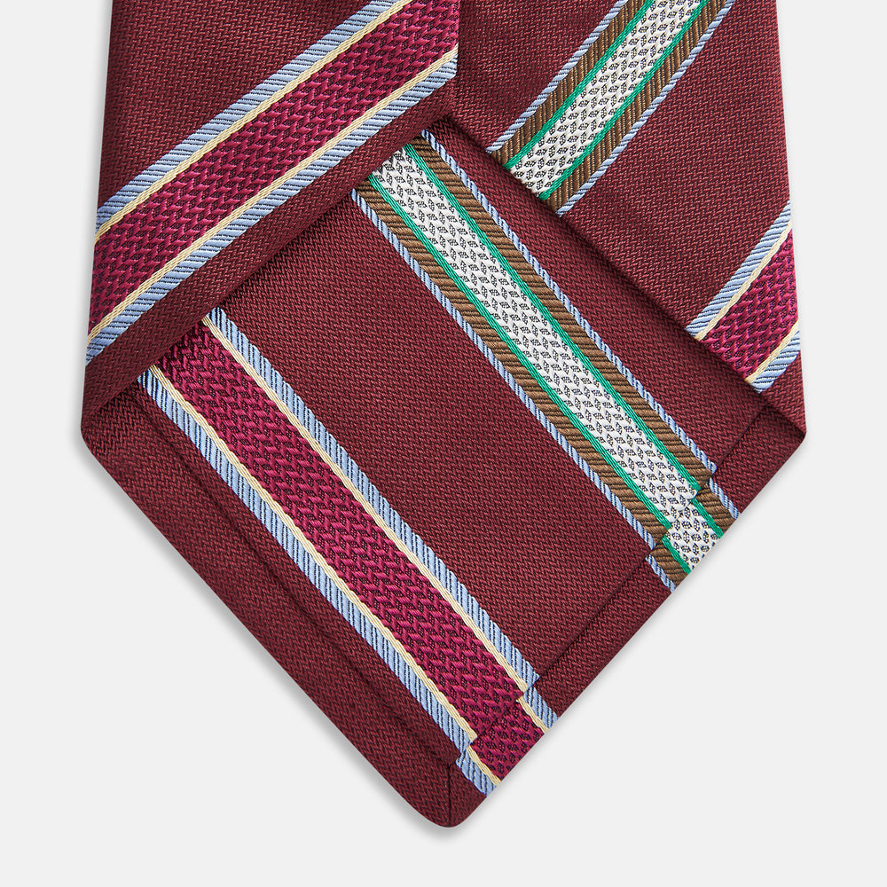 Burgundy Multi Stripe Silk Tie