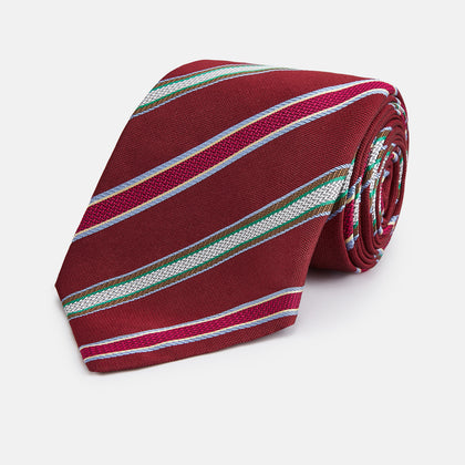 Burgundy Multi Stripe Silk Tie