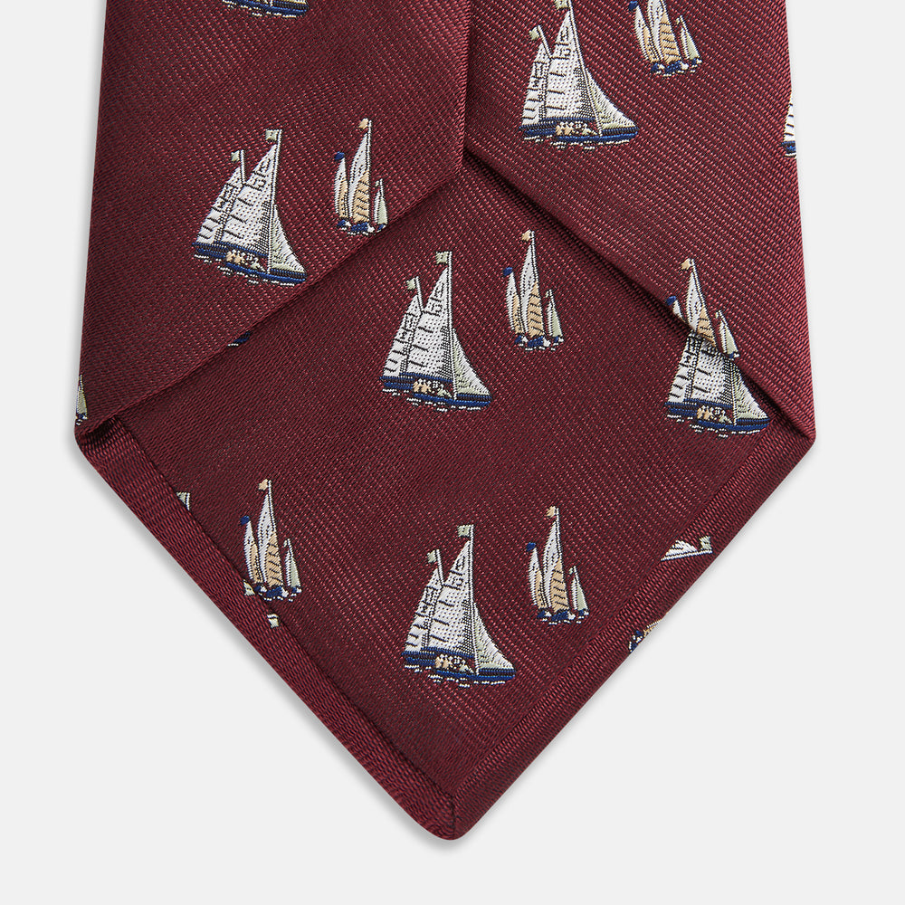 Burgundy Racing Yachts Silk Tie