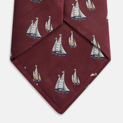 Burgundy Racing Yachts Silk Tie Image 2