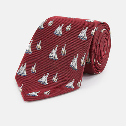 Burgundy Racing Yachts Silk Tie
