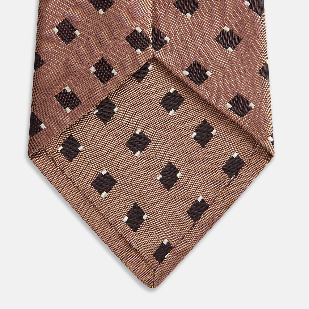 Bronze and Chocolate Brown Tile Silk Tie