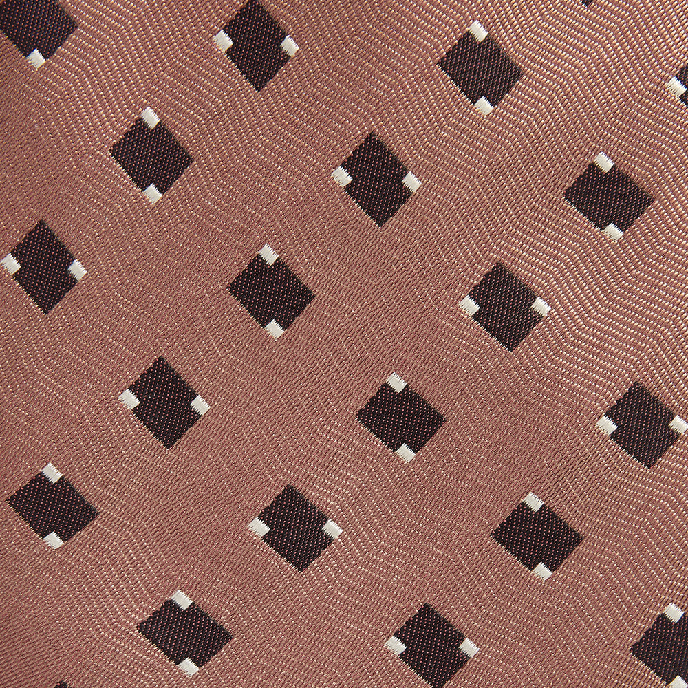 Bronze and Chocolate Brown Tile Silk Tie