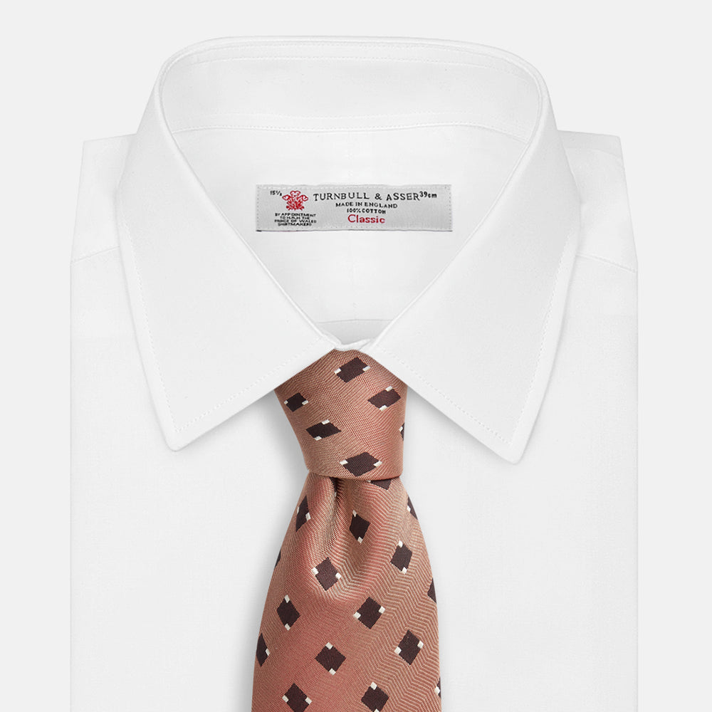 Bronze and Chocolate Brown Tile Silk Tie