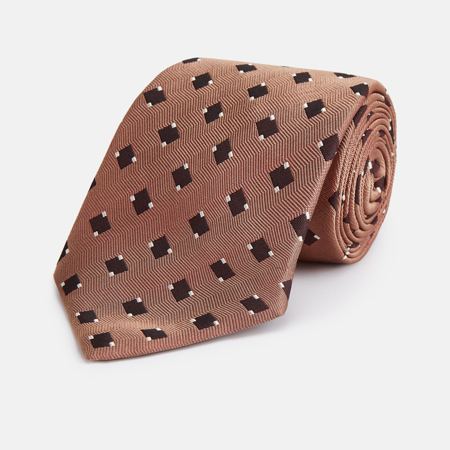 View 1 of product Bronze and Chocolate Brown Tile Silk Tie