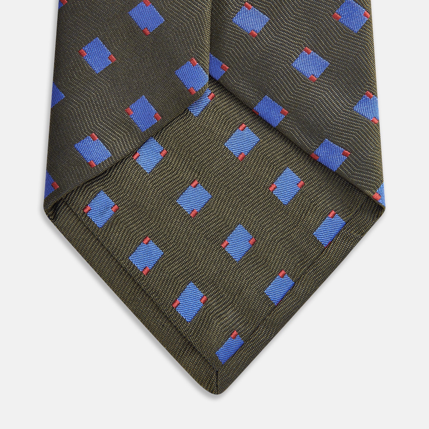 View 3 of product Dark Green and Blue Tile Silk Tie