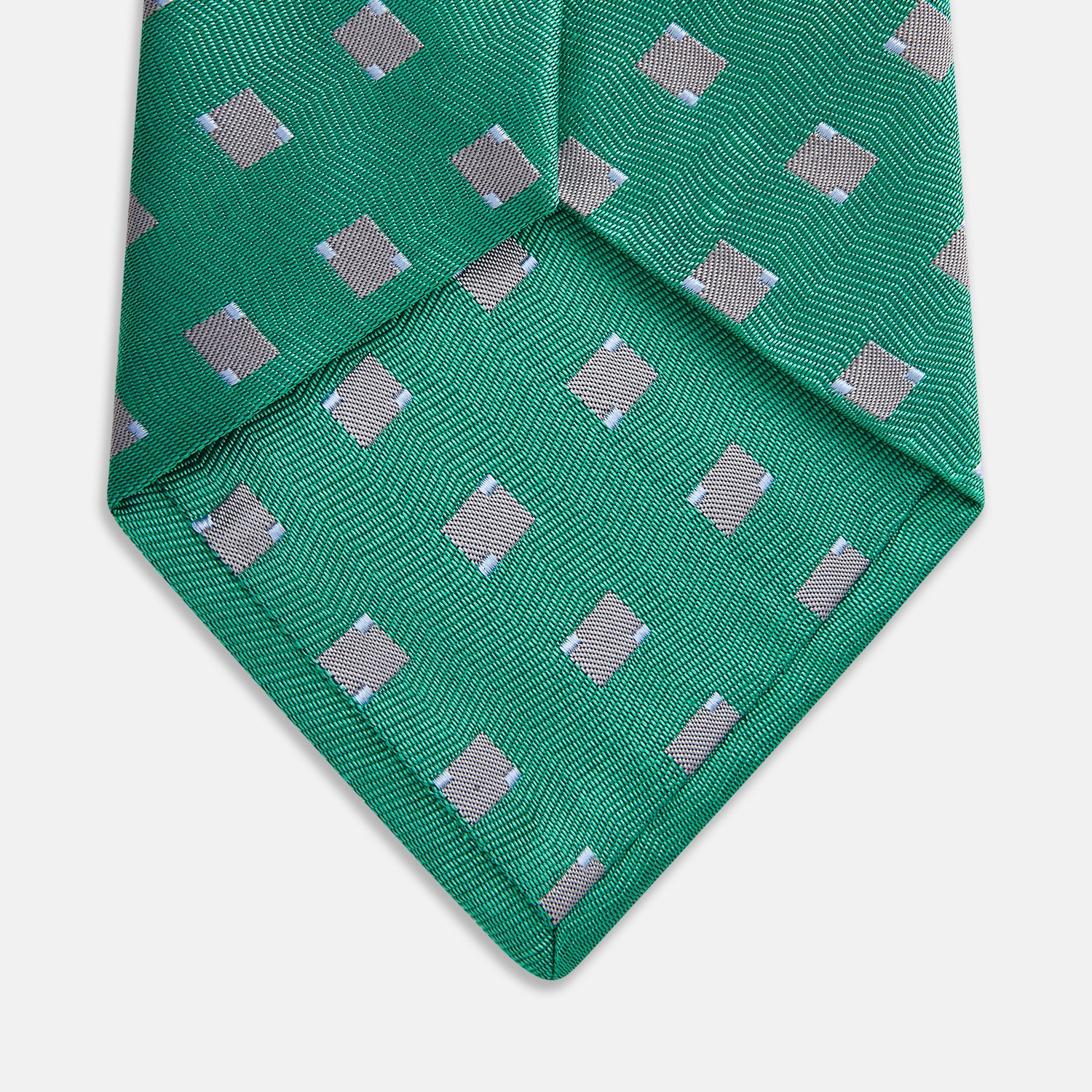 Kelly Green and Grey Tile Silk Tie