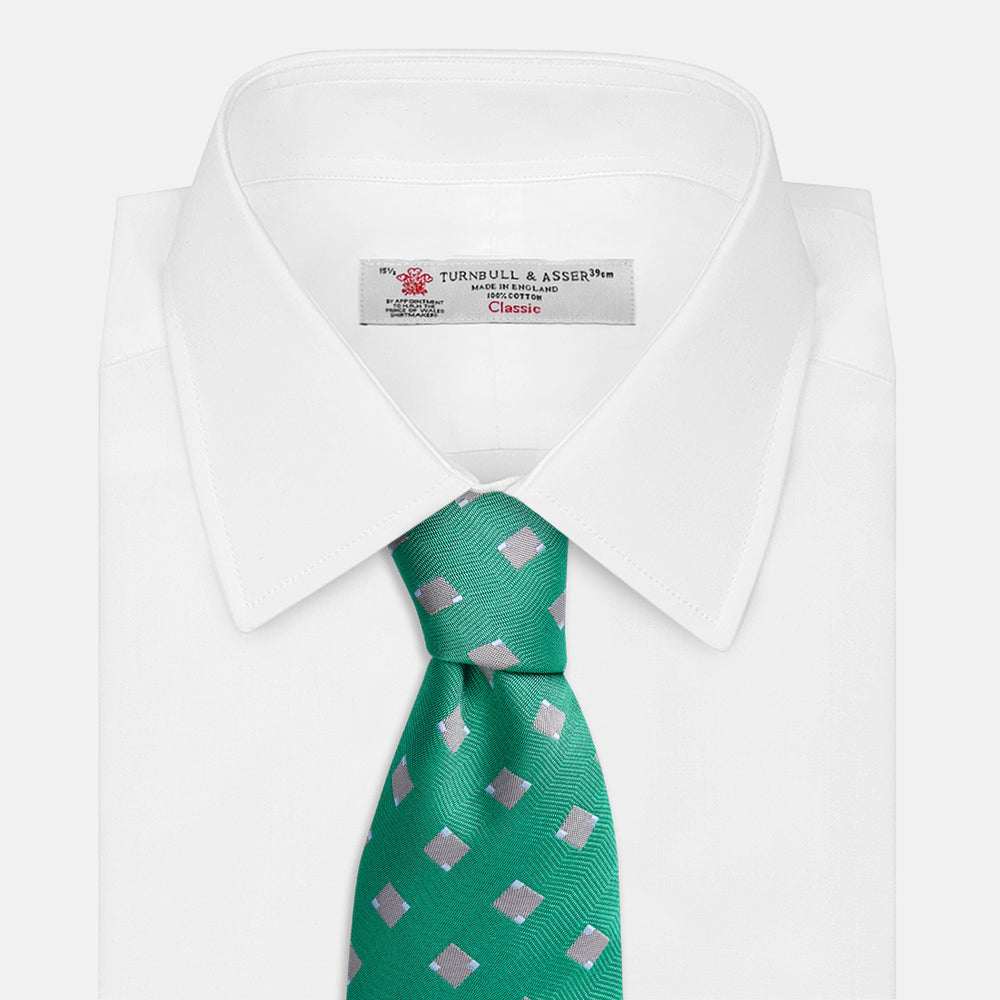 Kelly Green and Grey Tile Silk Tie