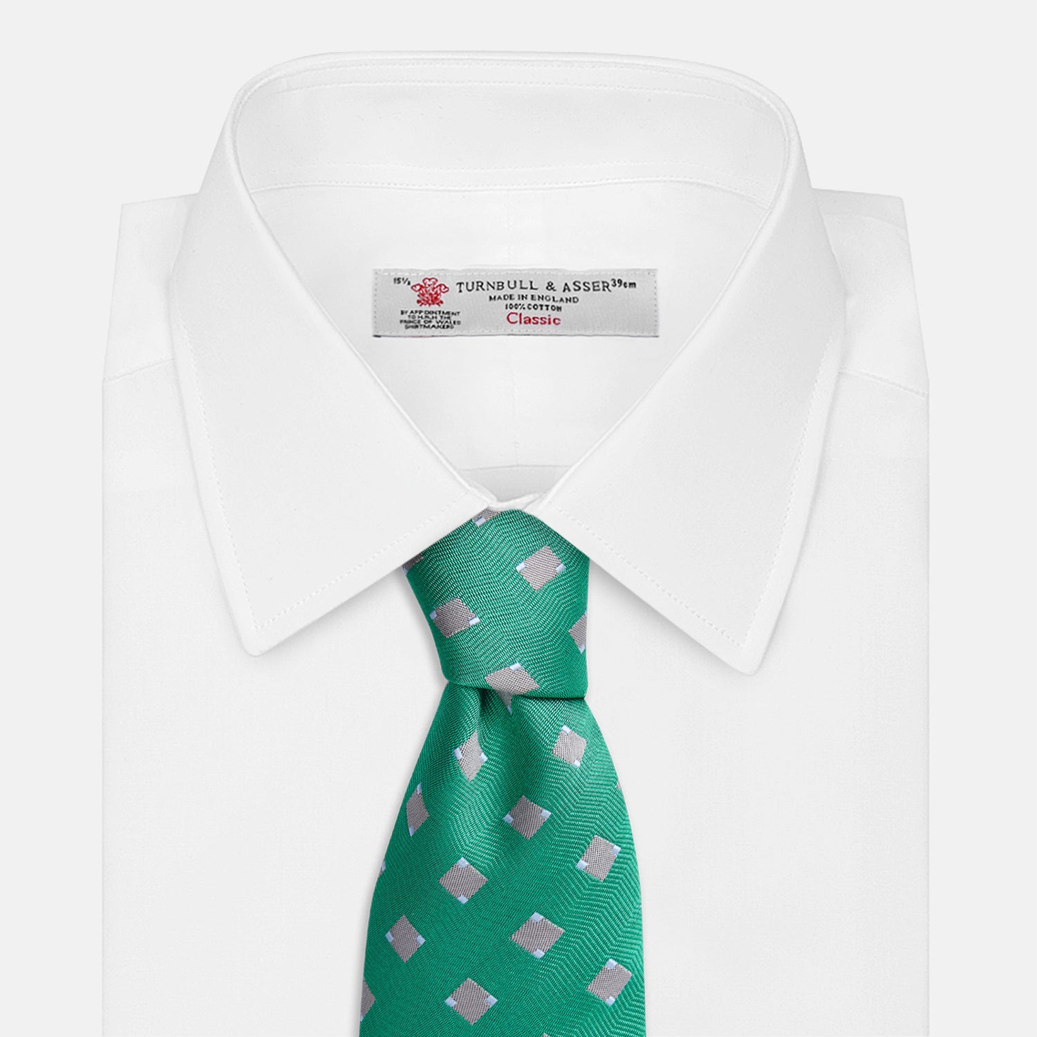 View 4 of product Kelly Green and Grey Tile Silk Tie