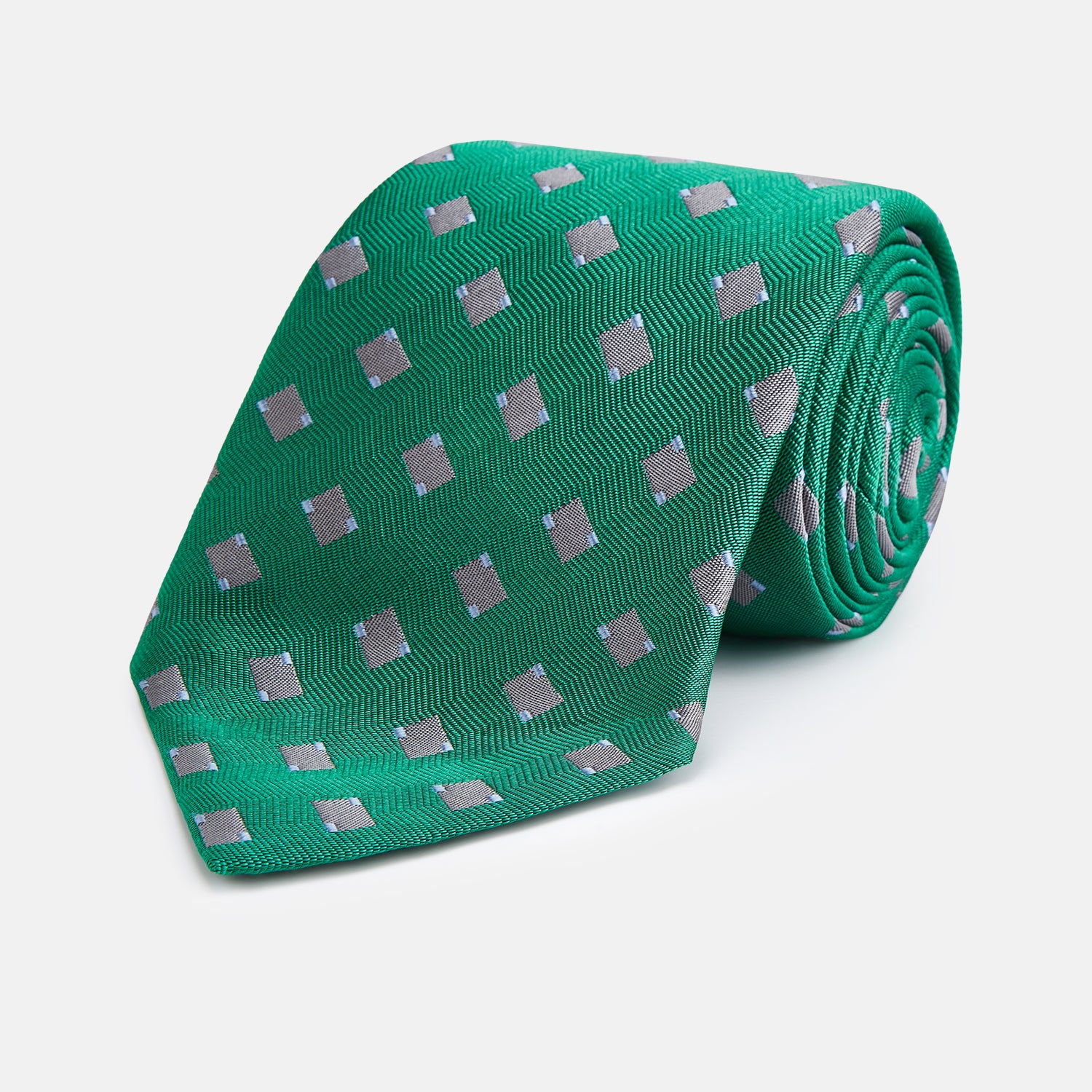 View 1 of product Kelly Green and Grey Tile Silk Tie