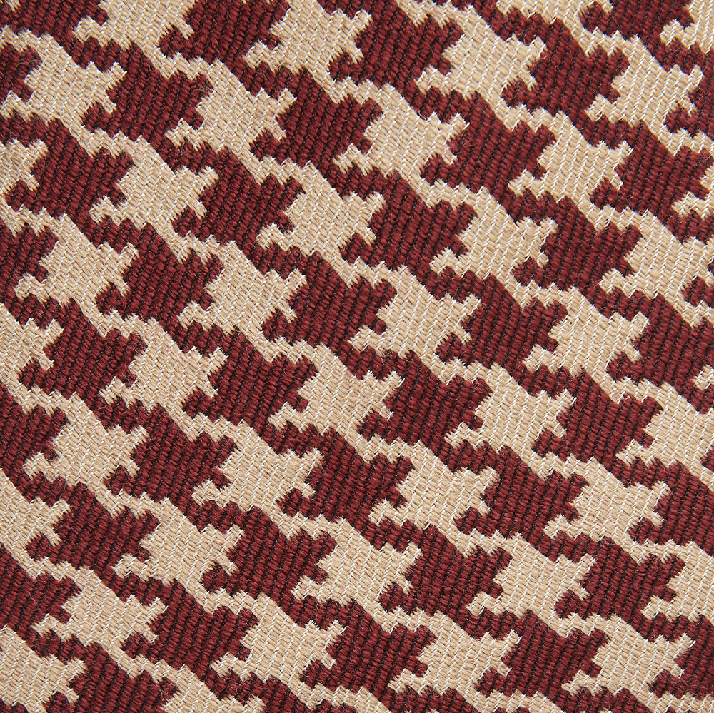 Red and Peach Houndstooth Wool Blend Tie