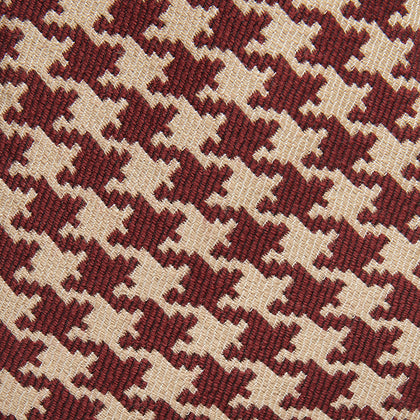 Red and Peach Houndstooth Wool Blend Tie Image 1