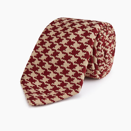 Red and Peach Houndstooth Wool Blend Tie Image 4