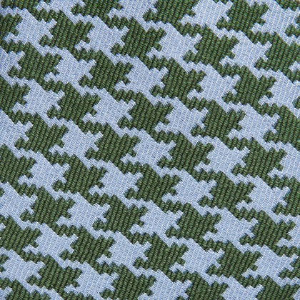 Green and Blue Houndstooth Wool Blend Tie Image 1