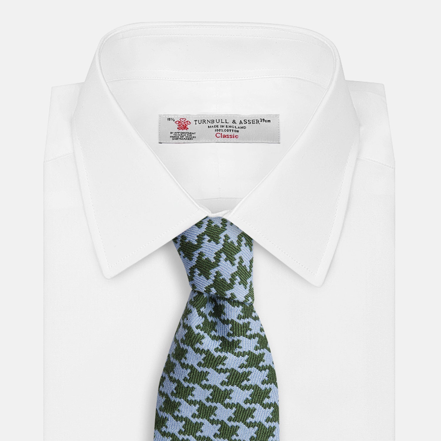 View 4 of product Green and Blue Houndstooth Wool Blend Tie