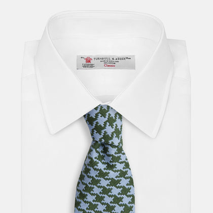 Green and Blue Houndstooth Wool Blend Tie Image 3
