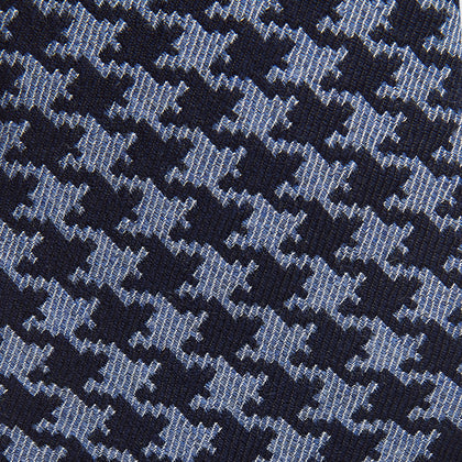 Navy and Blue Houndstooth Wool Blend Tie Image 1