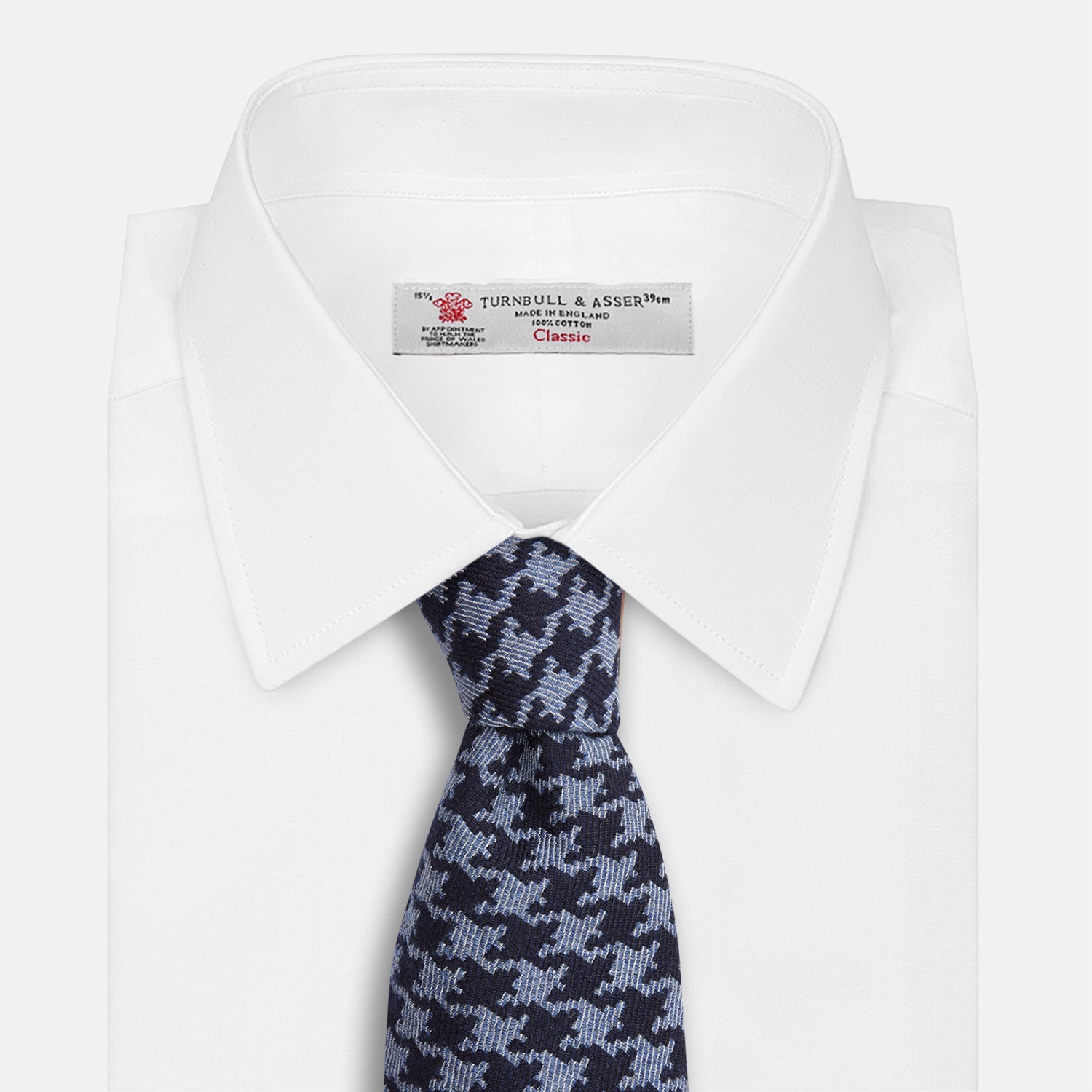 View 4 of product Navy and Blue Houndstooth Wool Blend Tie