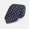 Navy and Blue Houndstooth Wool Blend Tie