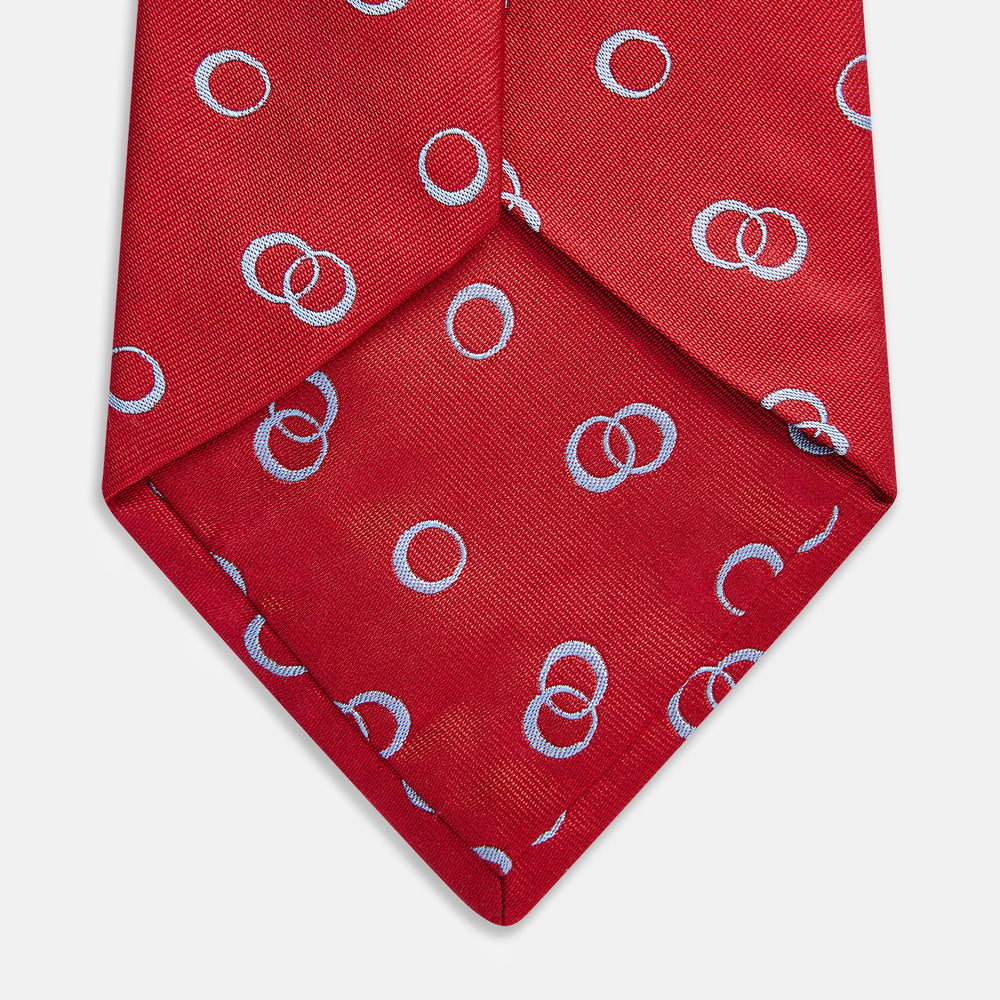 Red Geometric Rings Silk Tie