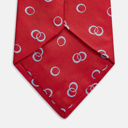 Red Geometric Rings Silk Tie Image 2