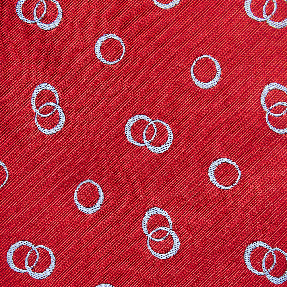 Red Geometric Rings Silk Tie