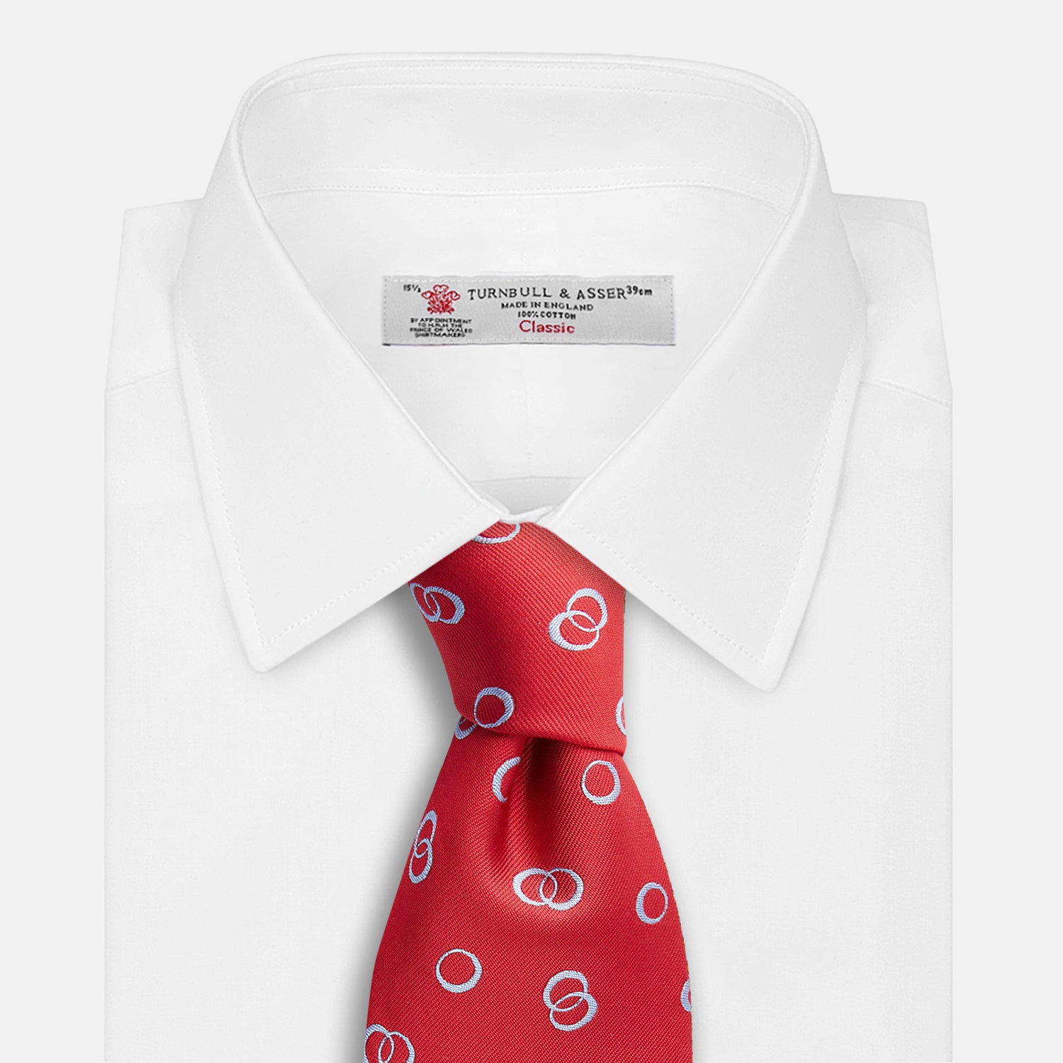 View 4 of product Red Geometric Rings Silk Tie