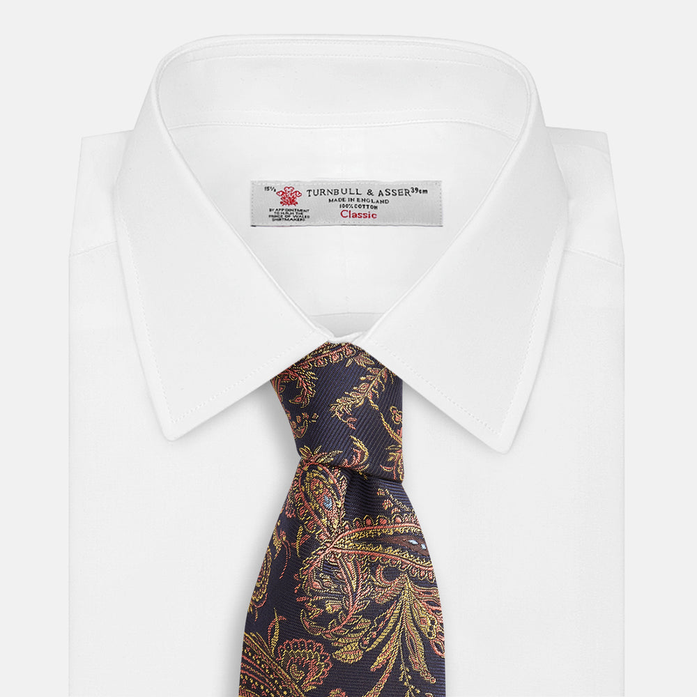 Navy Floral Baroque Silk Tie