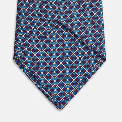 Pale Blue and Purple Art Deco Silk Tie Image 2