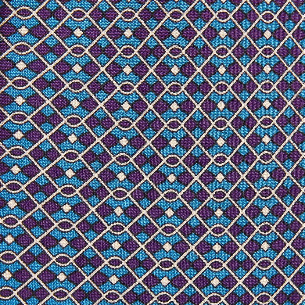 Pale Blue and Purple Art Deco Silk Tie