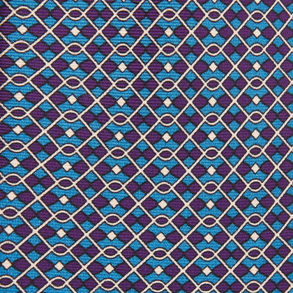 Pale Blue and Purple Art Deco Silk Tie Image 1