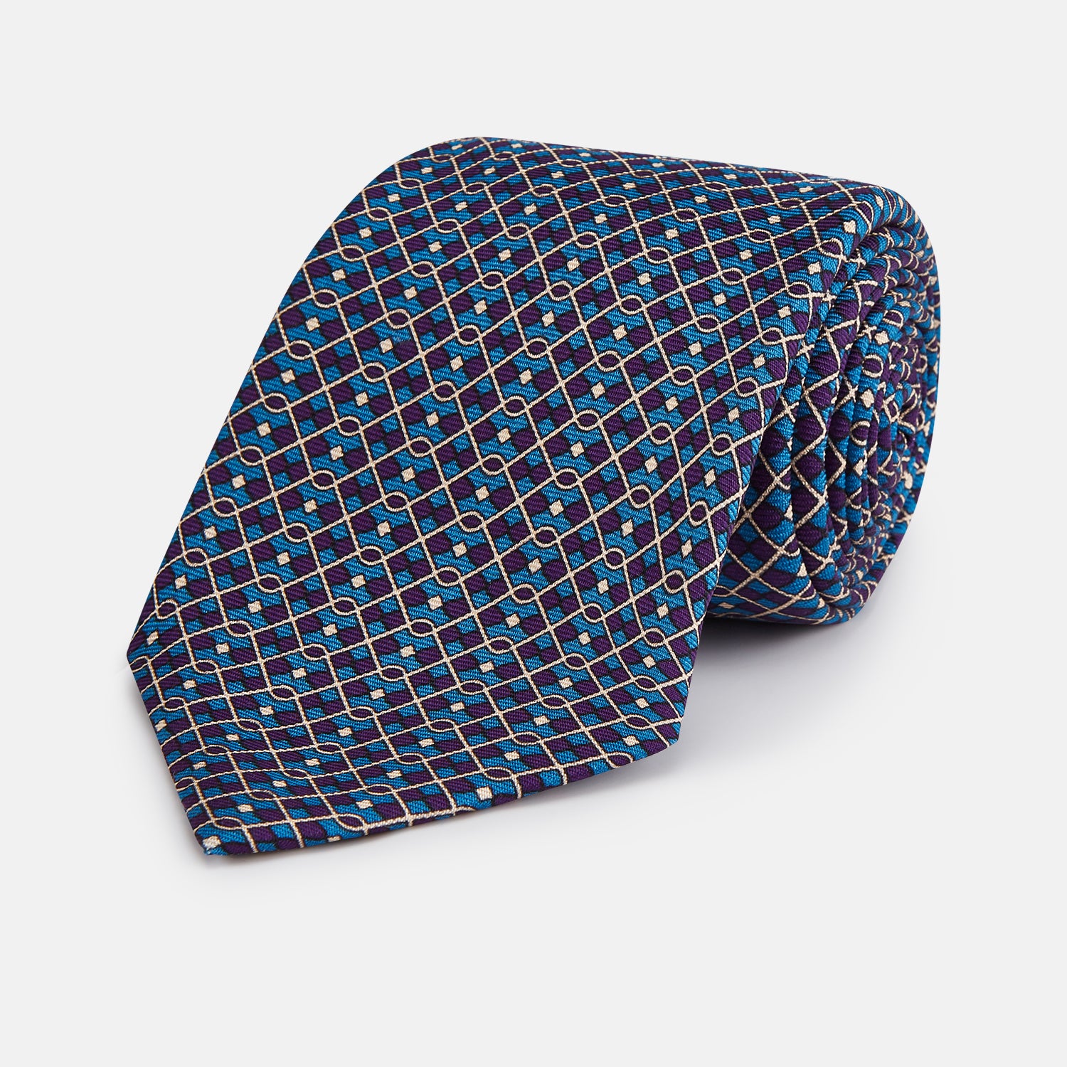 View 1 of product Pale Blue and Purple Art Deco Silk Tie