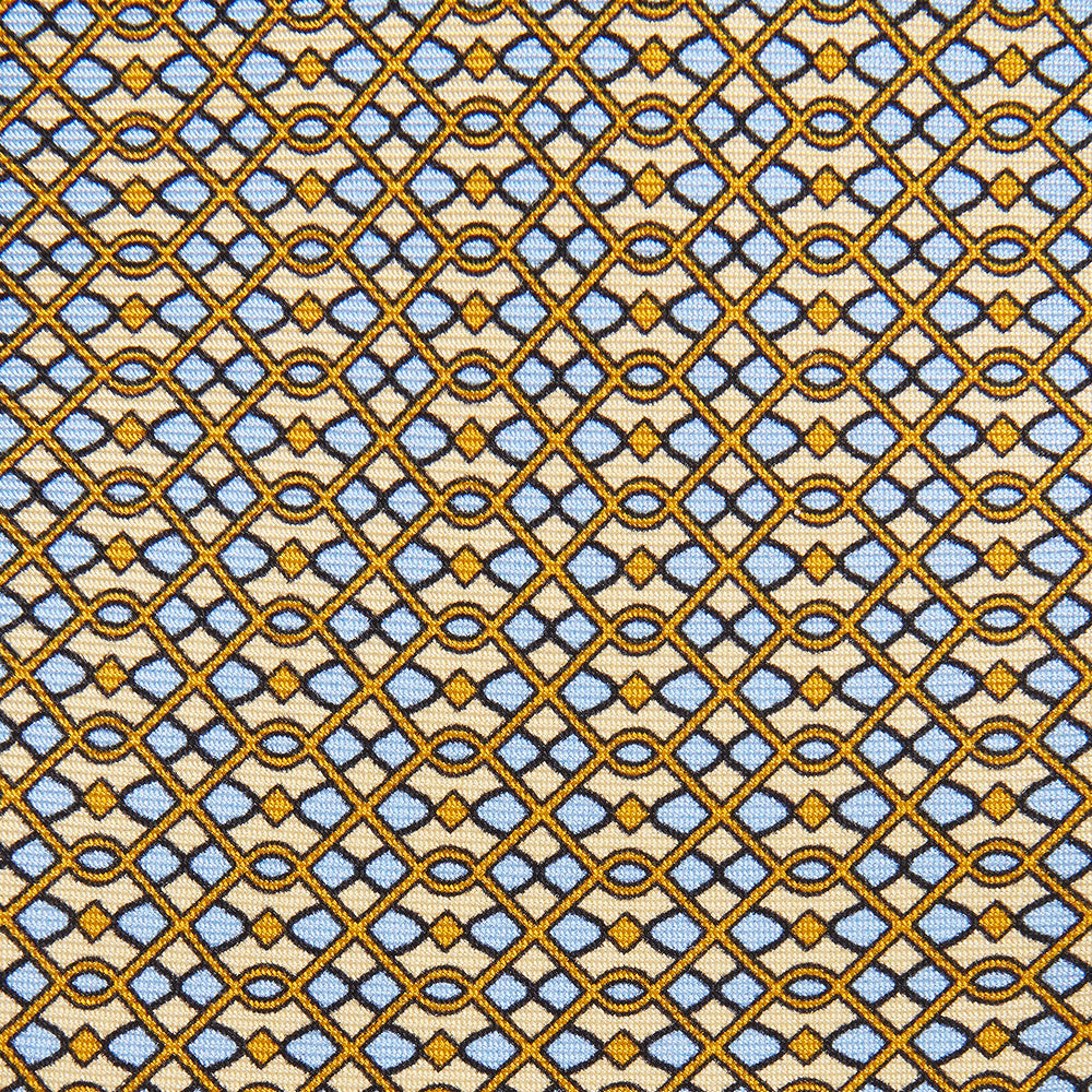 Yellow and Pale Blue Art Deco Silk Tie