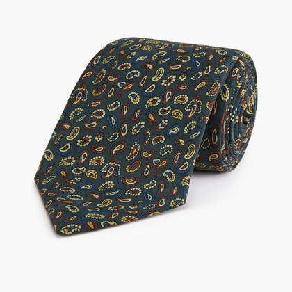 Marine Blue Paisley Silk Tie Image 4